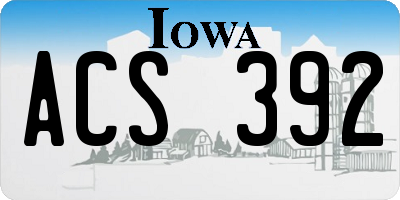 IA license plate ACS392