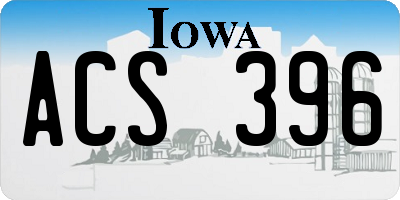 IA license plate ACS396