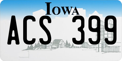 IA license plate ACS399