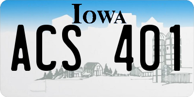IA license plate ACS401