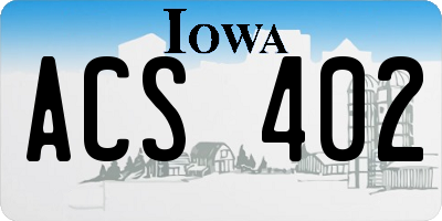 IA license plate ACS402