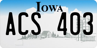IA license plate ACS403