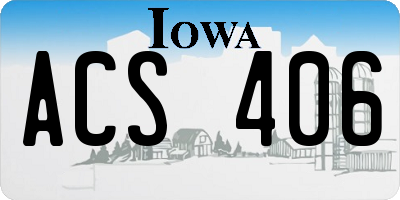 IA license plate ACS406