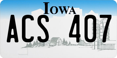 IA license plate ACS407