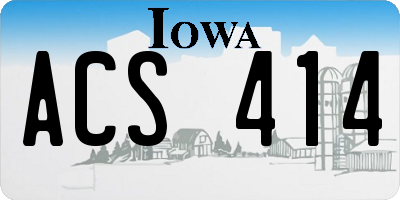 IA license plate ACS414