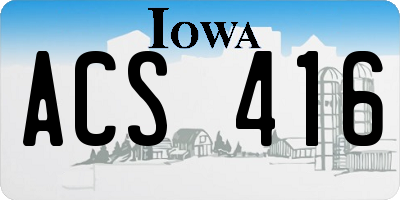IA license plate ACS416