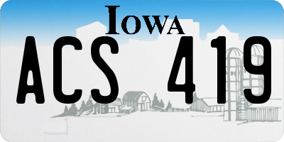 IA license plate ACS419