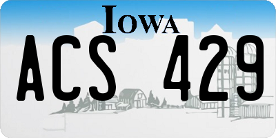 IA license plate ACS429