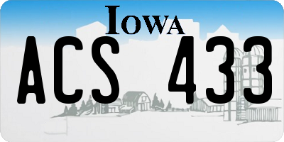 IA license plate ACS433