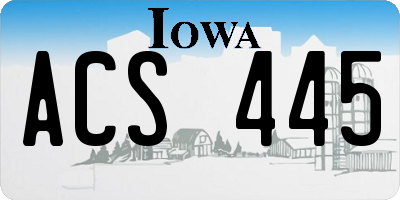 IA license plate ACS445