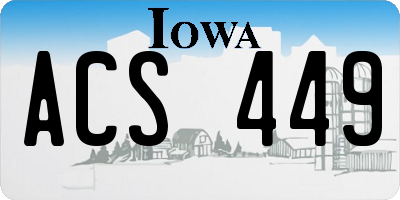 IA license plate ACS449