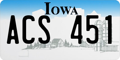 IA license plate ACS451