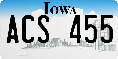 IA license plate ACS455