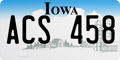 IA license plate ACS458