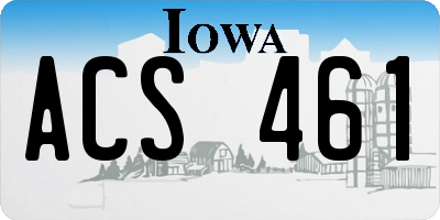 IA license plate ACS461