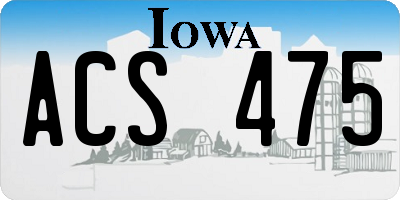 IA license plate ACS475