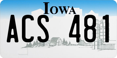 IA license plate ACS481