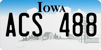 IA license plate ACS488