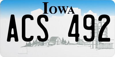 IA license plate ACS492