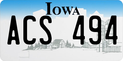 IA license plate ACS494
