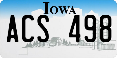 IA license plate ACS498