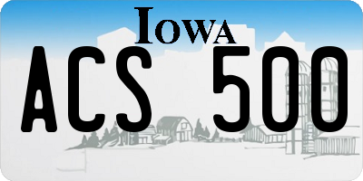 IA license plate ACS500