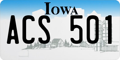IA license plate ACS501