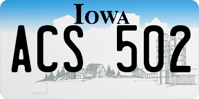 IA license plate ACS502
