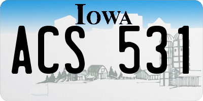 IA license plate ACS531