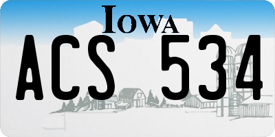 IA license plate ACS534