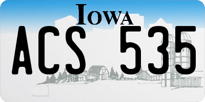 IA license plate ACS535