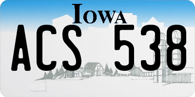 IA license plate ACS538