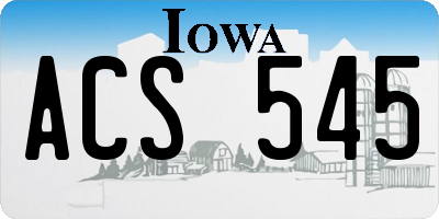IA license plate ACS545