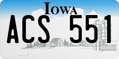 IA license plate ACS551