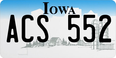 IA license plate ACS552