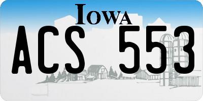 IA license plate ACS553