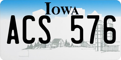 IA license plate ACS576