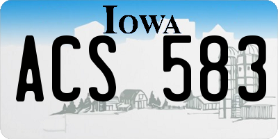IA license plate ACS583