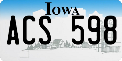 IA license plate ACS598