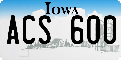 IA license plate ACS600