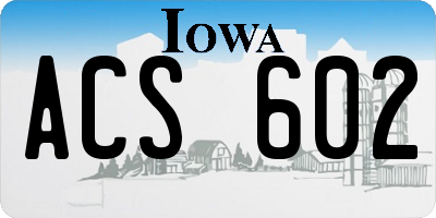 IA license plate ACS602