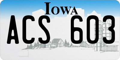 IA license plate ACS603