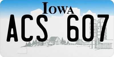IA license plate ACS607
