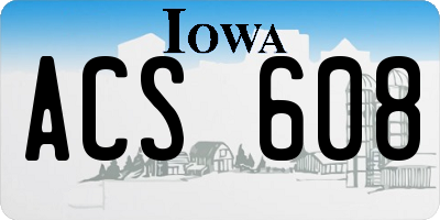 IA license plate ACS608
