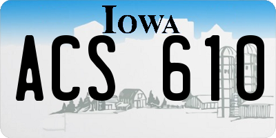 IA license plate ACS610