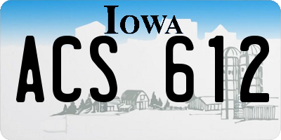 IA license plate ACS612