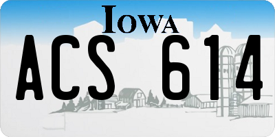 IA license plate ACS614