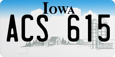 IA license plate ACS615