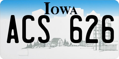 IA license plate ACS626