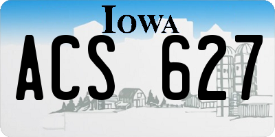 IA license plate ACS627
